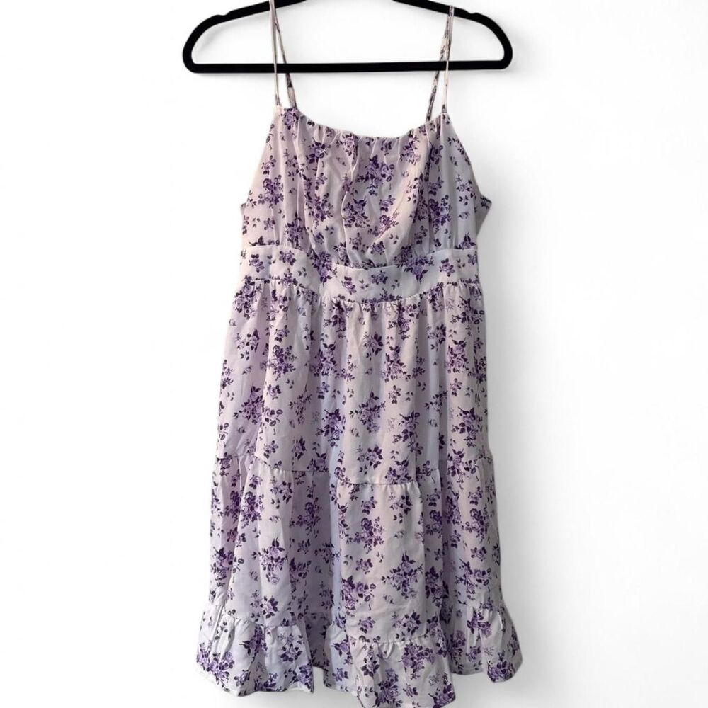 Purple Floral Smocked Mini Dress XL New Back to School New